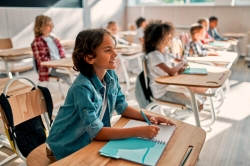 school students in classroom